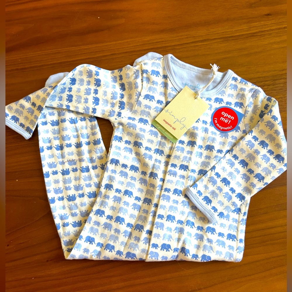 Simply Magnetic Me Dancing Elephants Footie pjs 6-9M